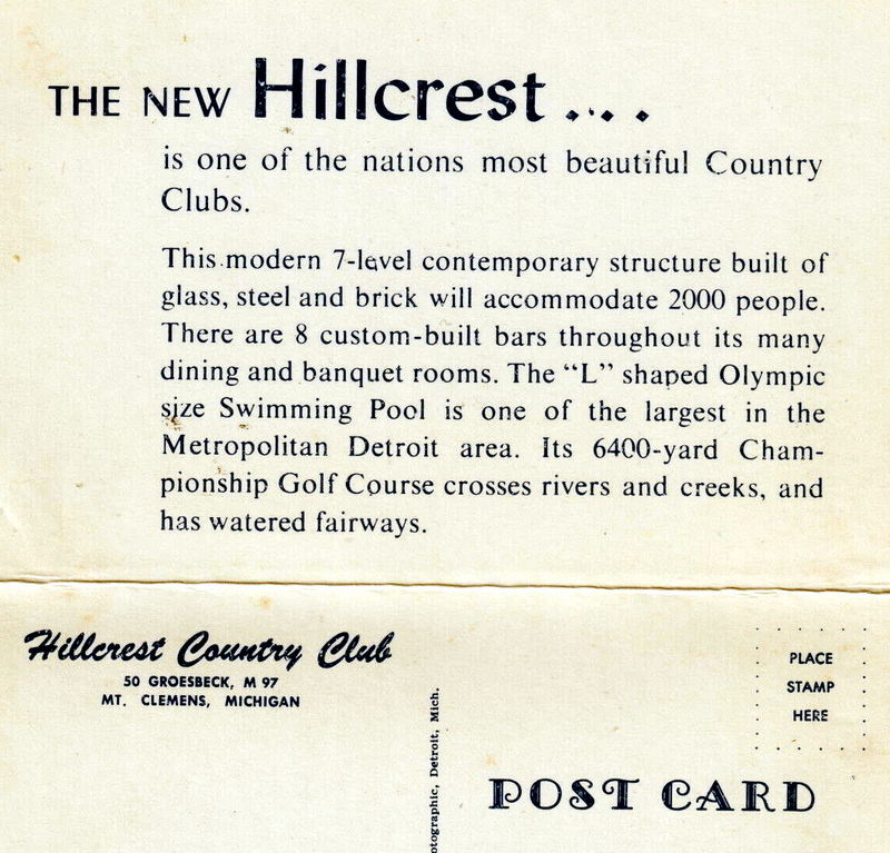Hillcrest Country Club - Vintage Postcard (newer photo)